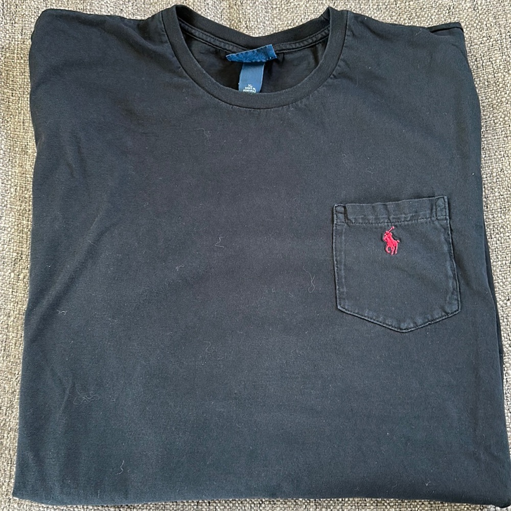 Polo Ralph Lauren Men's Black Pocket T-Shirt Red Pony Graphic Size XL 🐎